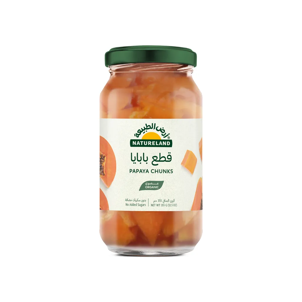 قطع بابايا بعصير الأناناس بدون إضافات عضوي - أرض الطبيعة
