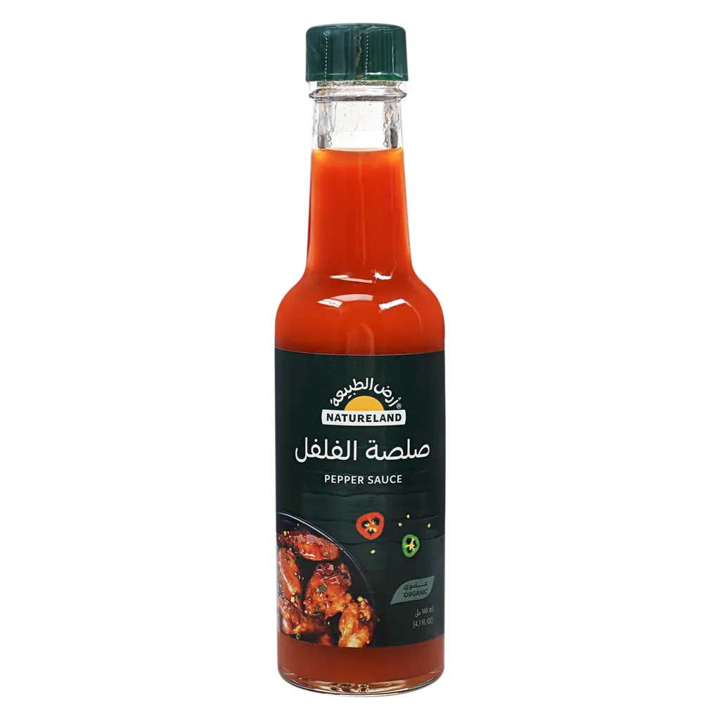 صلصة الفلفل عضوي شطة حارة 140 جم أرض الطبيعة