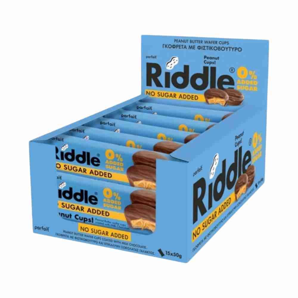 (Box of 15) Riddle Snack Peanut Wafer Cups No Added Sugar 50g