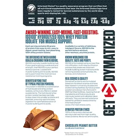 ISO100 Hydrolyzed 100% Whey Protein Isolate - Chocolate Peanut Butter (1.43 Lbs. / 20 Servings)