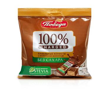 Mini Wafer covered with chocolate no added sugar - Pobeda - MilkChocolate