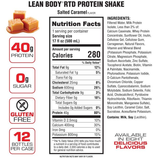 Lean Body Salted Caramel  Protein Shake - 500ml - Labrada