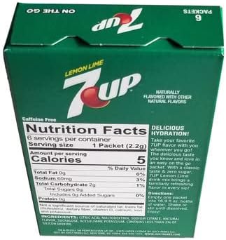 7up Singles to Go - 6 Drink Mix Packets - 1 Box - Lemon Lime Flavor -13.2g