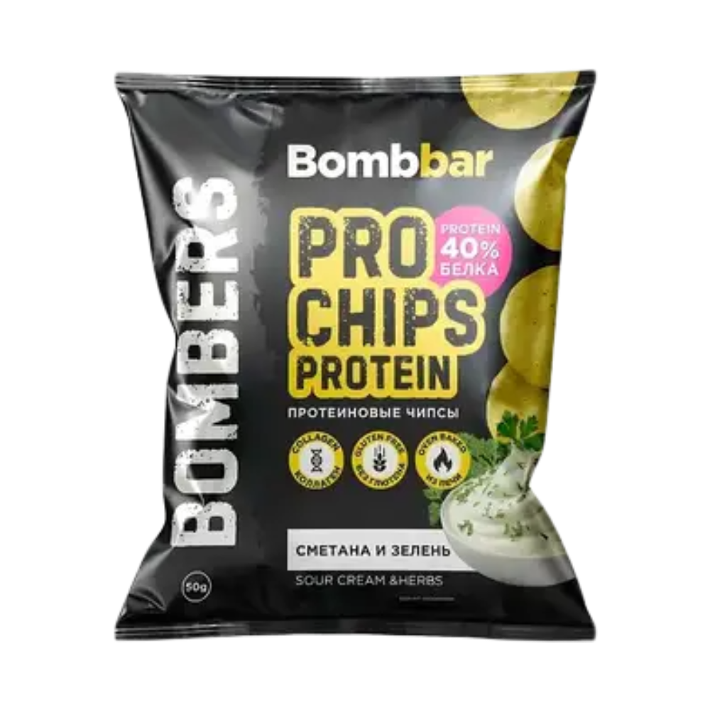 Bombbar Protein Chips Sour Cream & Herbs 50g