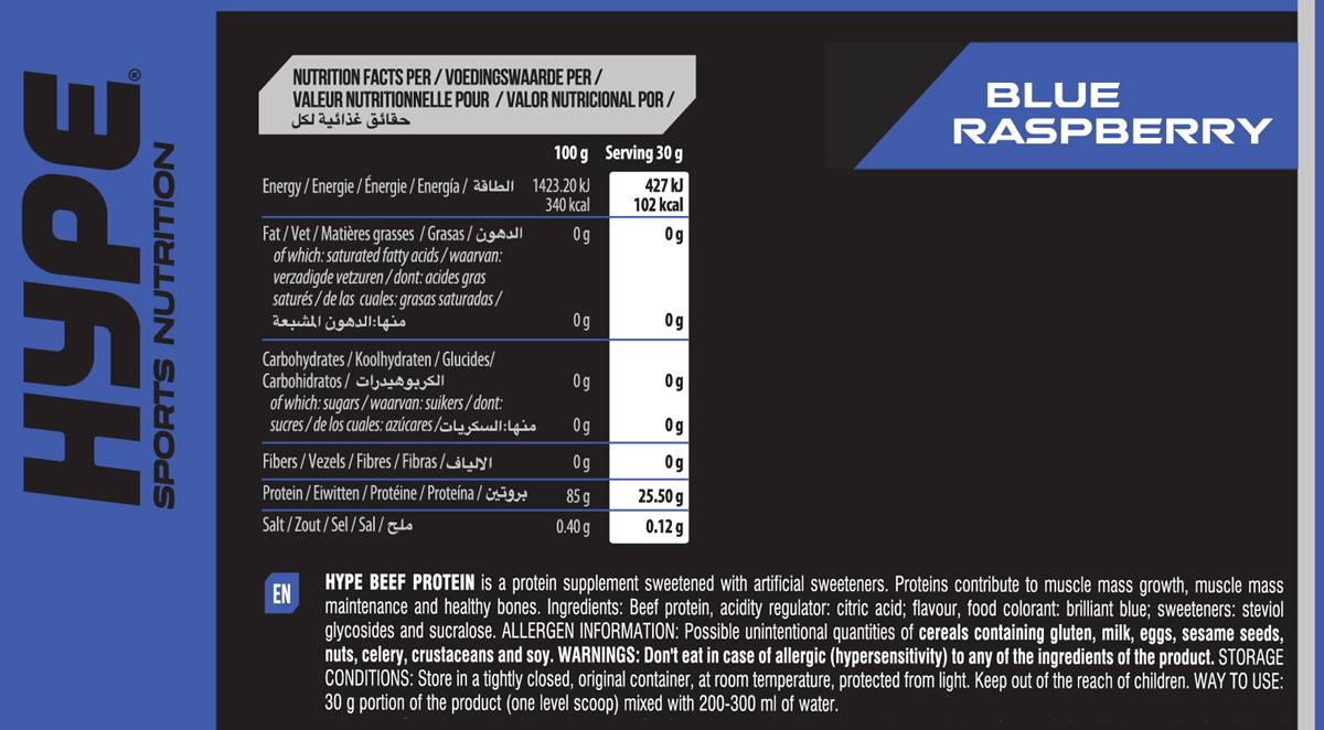 Hype Hydro Beef Protein – Blue Raspberry