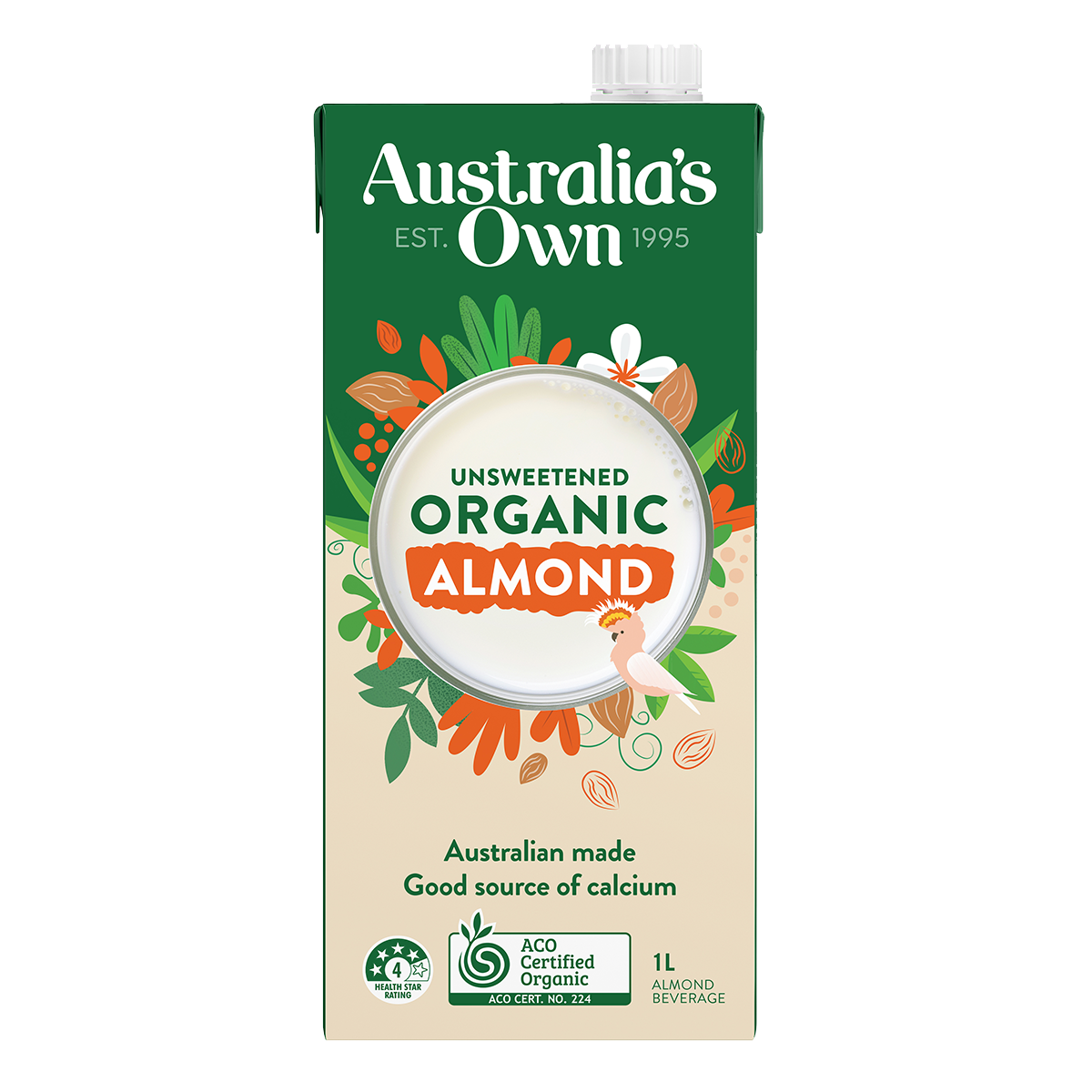 حليب اللوز العضوي غير محلى 1لتر Australia's Own  - حبة