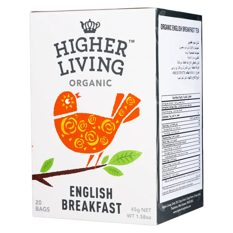 شاي أسود عضوي إنجلش بيركفاست 20كيس Higher Living
