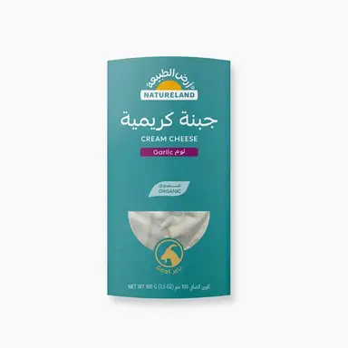 (مبرد) جبنة كريمية بالثوم - ماعز 100جم عضوي بلغاري - أرض الطبيعة