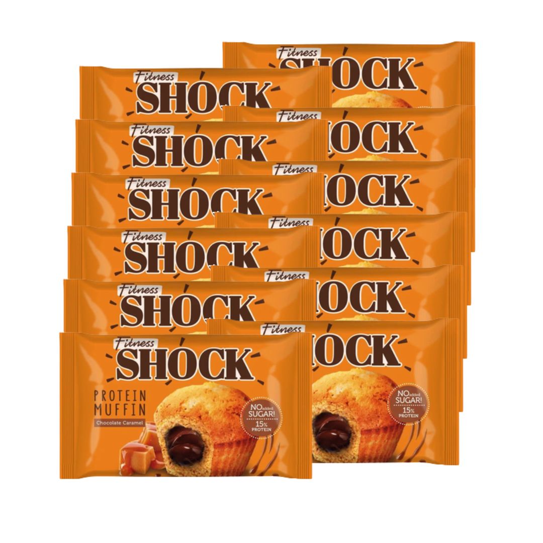 (Box of 10) FitnesShock Maffin with Filling 50G - Chocolate Caramel