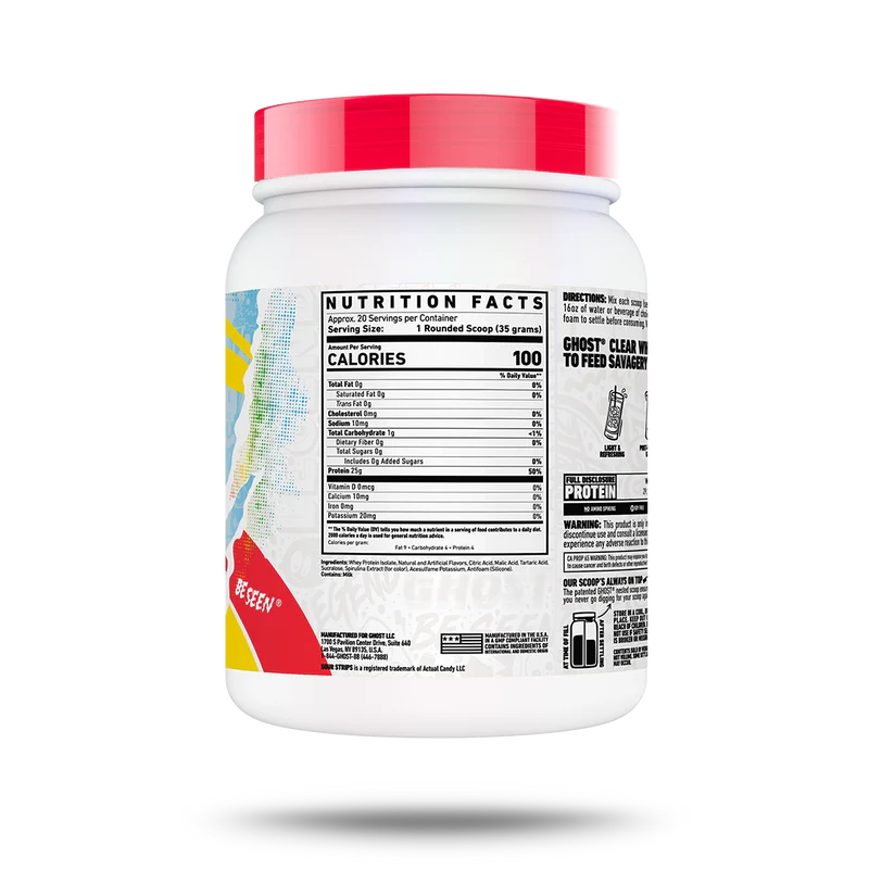 GHOST Clear Whey SOUR STRIPS Rainbow Protein 20 Servings