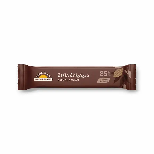 شوكولاتة داكنة 85% 35جم عضوي ارض الطبيعة