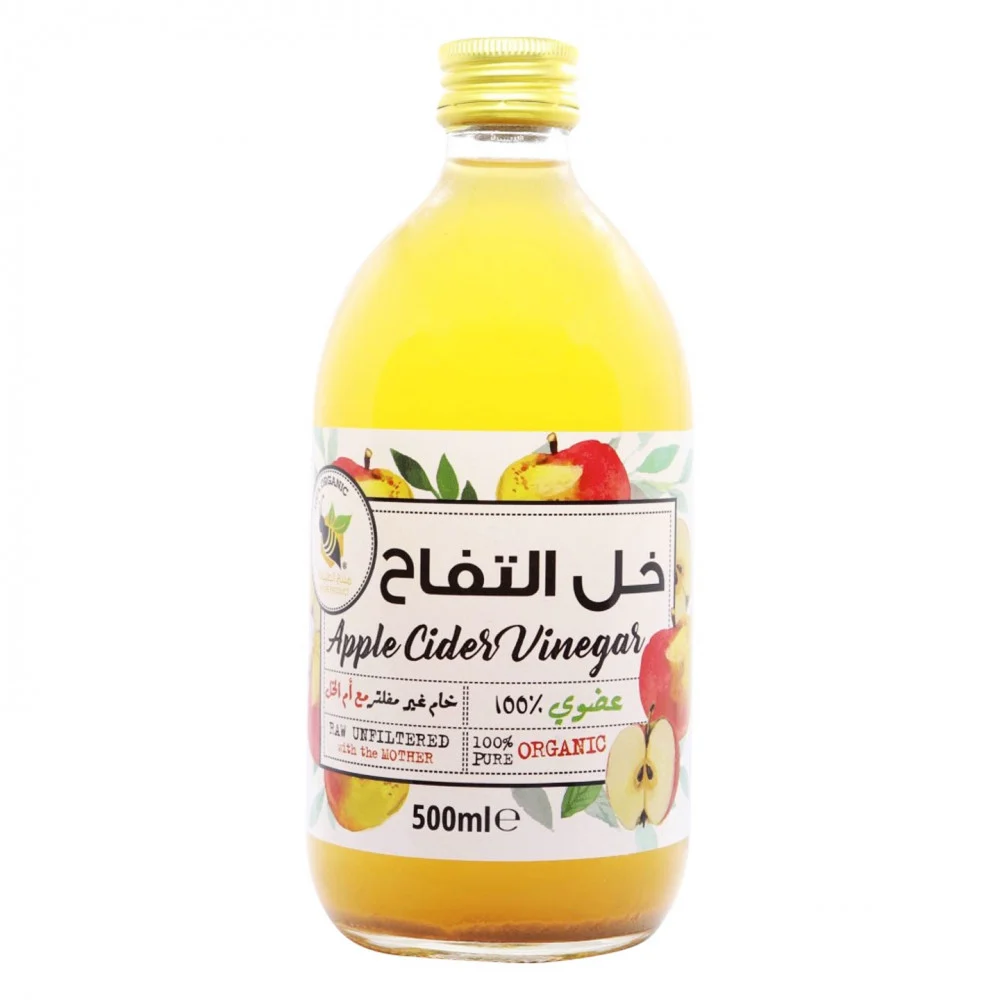 خل التفاح العضوي مع أم الخل 500 مل - منتج الطبيعة