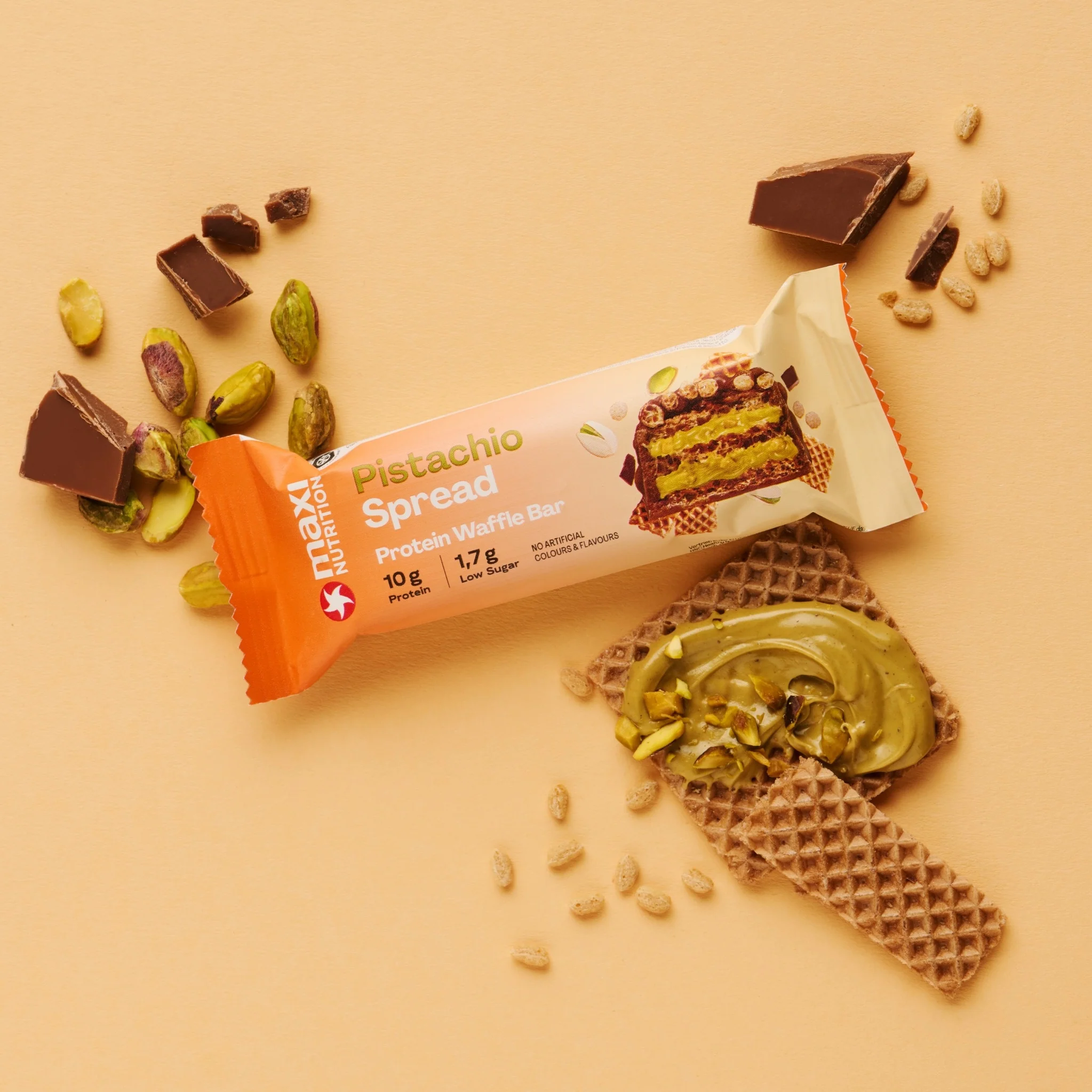 Maxi Nutrition بروتين ويفل 39جم - بيستاشيو