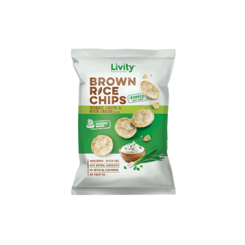 Levity Brown Rice Chips Chives & Sour Cream Gluten-Free 60g