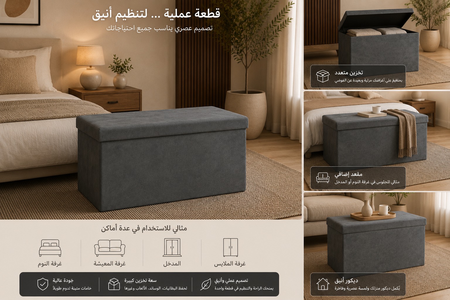  صندوق تخزين قابل للطي بتصميم عملي وعصري 