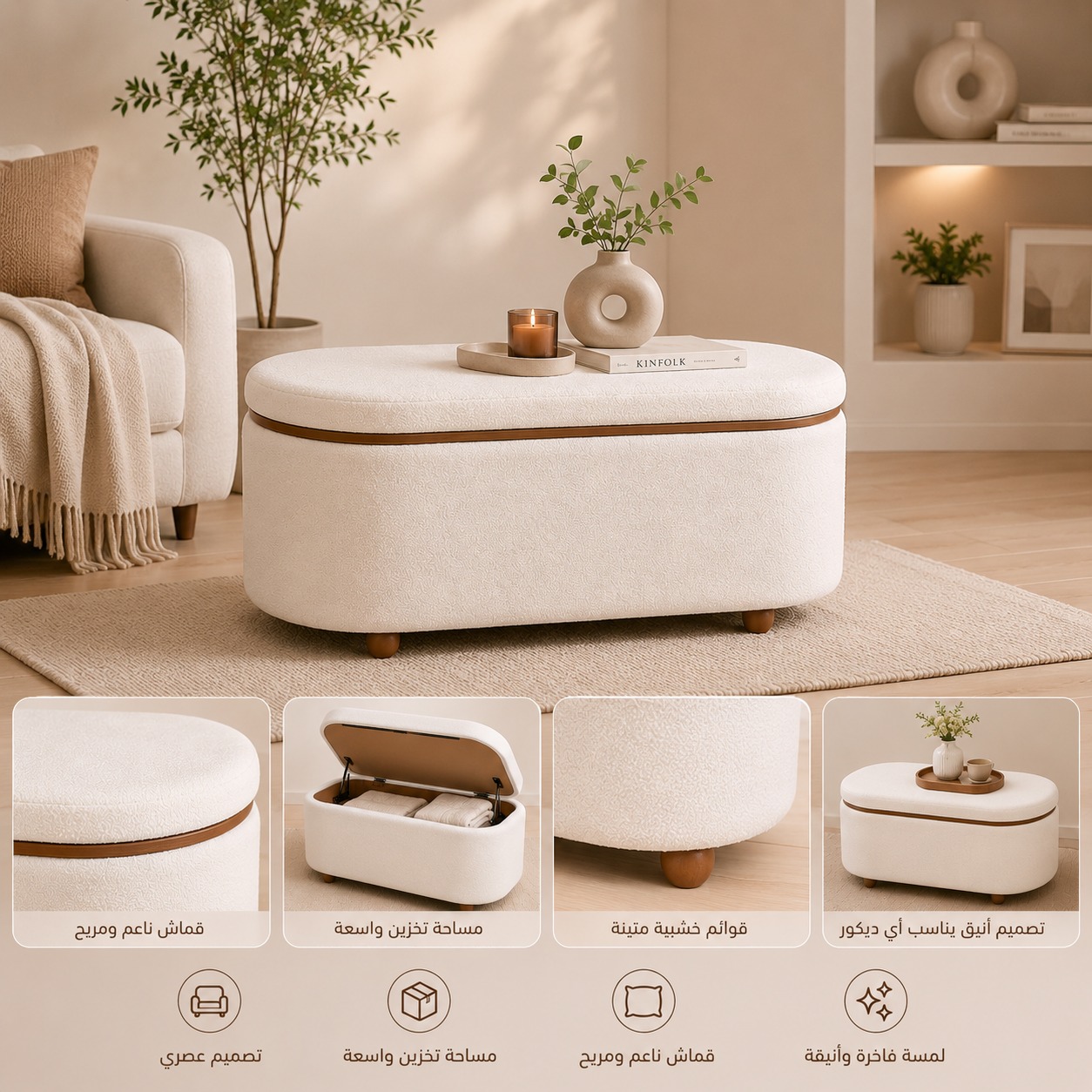  صندوق الجلسة الفاخر “إيليت” – Ottoman Storage Bench 