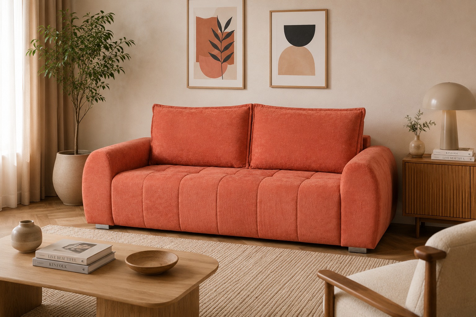  كنبة قماش فاخرة ثلاثية بتصميم مودرن ناعم بقياس 200×95×85 سم – أريكة مريحة بوسائد ظهر كبيرة وأذرع عريضة لغرف المعيشة والاستقبال العصرية 