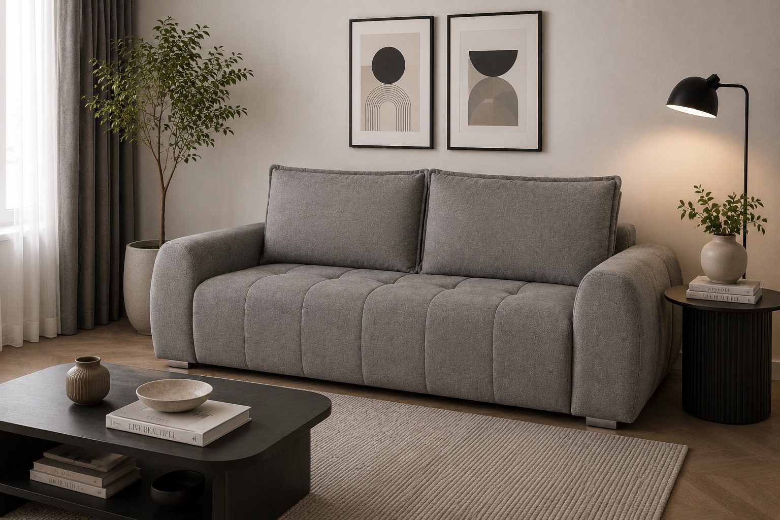  كنبة قماش فاخرة ثلاثية بتصميم مودرن ناعم بقياس 200×95×85 سم – أريكة مريحة بوسائد ظهر كبيرة وأذرع عريضة لغرف المعيشة والاستقبال العصرية 