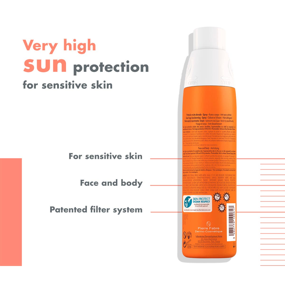 أفين واقى شمس بخاخ 200مل غير معطرSPF50
