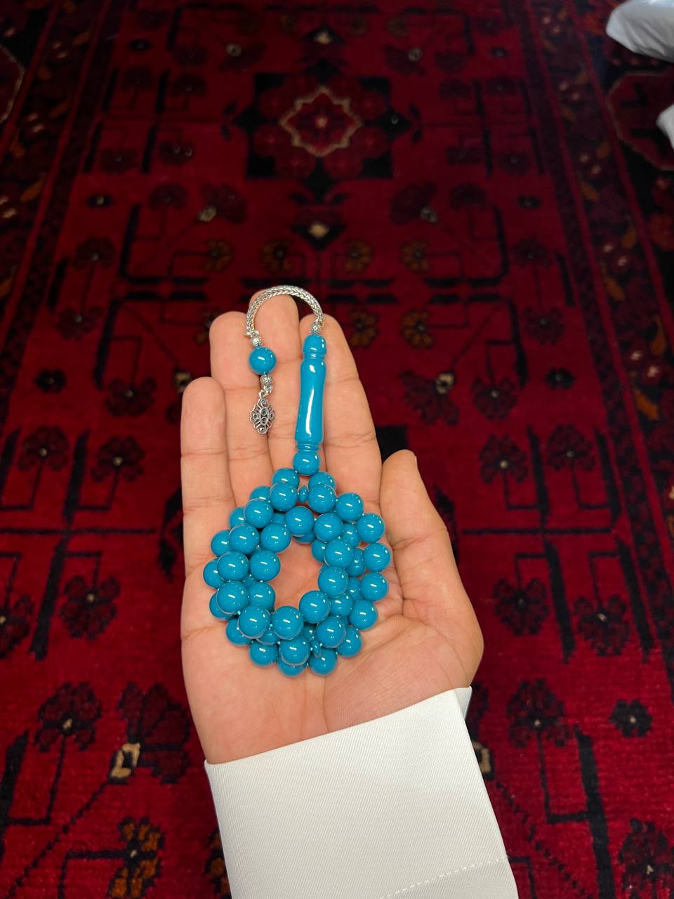 مسباح بكلايت فاخر بكركوشة فضة عيار 925 بعدد 47 خرزة بمقاس 10 ملم