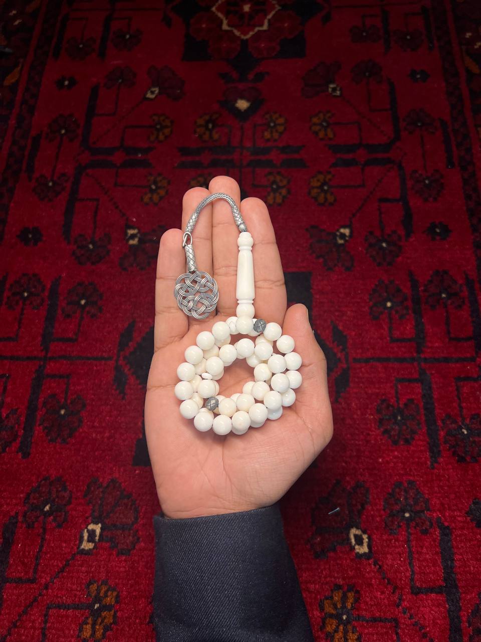 مسباح بكلايت أنيق بكركوشة فضة عيار 925 بعدد 51 خرزة ومقاس 10 ملم بتصميم فاخر