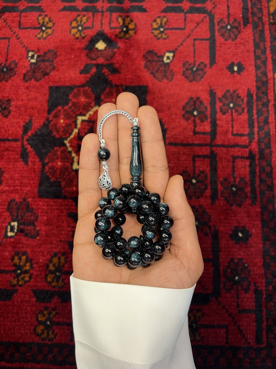 مسباح بكلايت بكركوشة فضة عيار 925 مقاس 10 مم يحتوي على 51 خرزة – مسباح فاخر رجالي