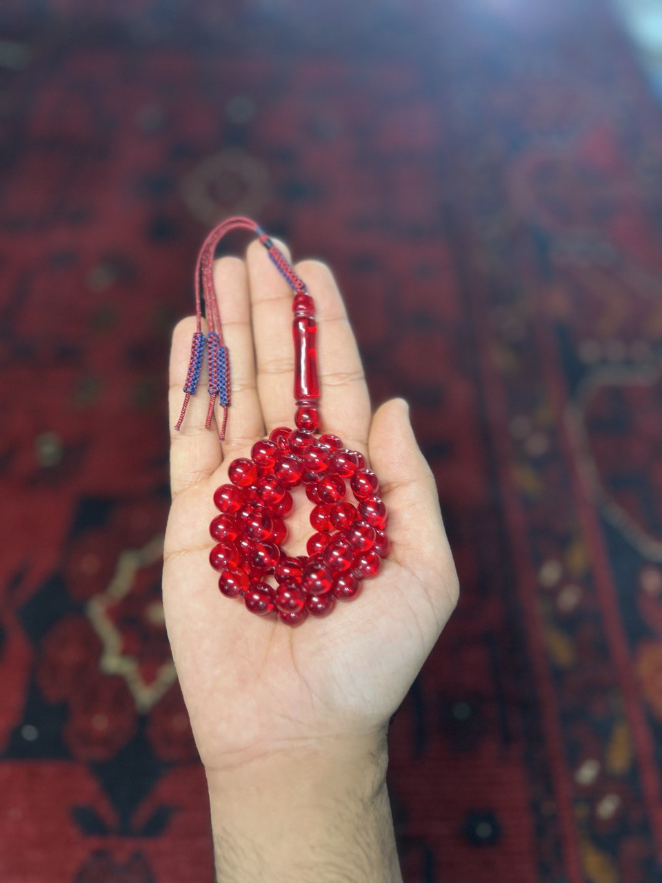 مسباح بكلايت فاخر بكركوشة قماش تفصيل يدوي بعدد 51 خرزة بمقاس 10 ملم