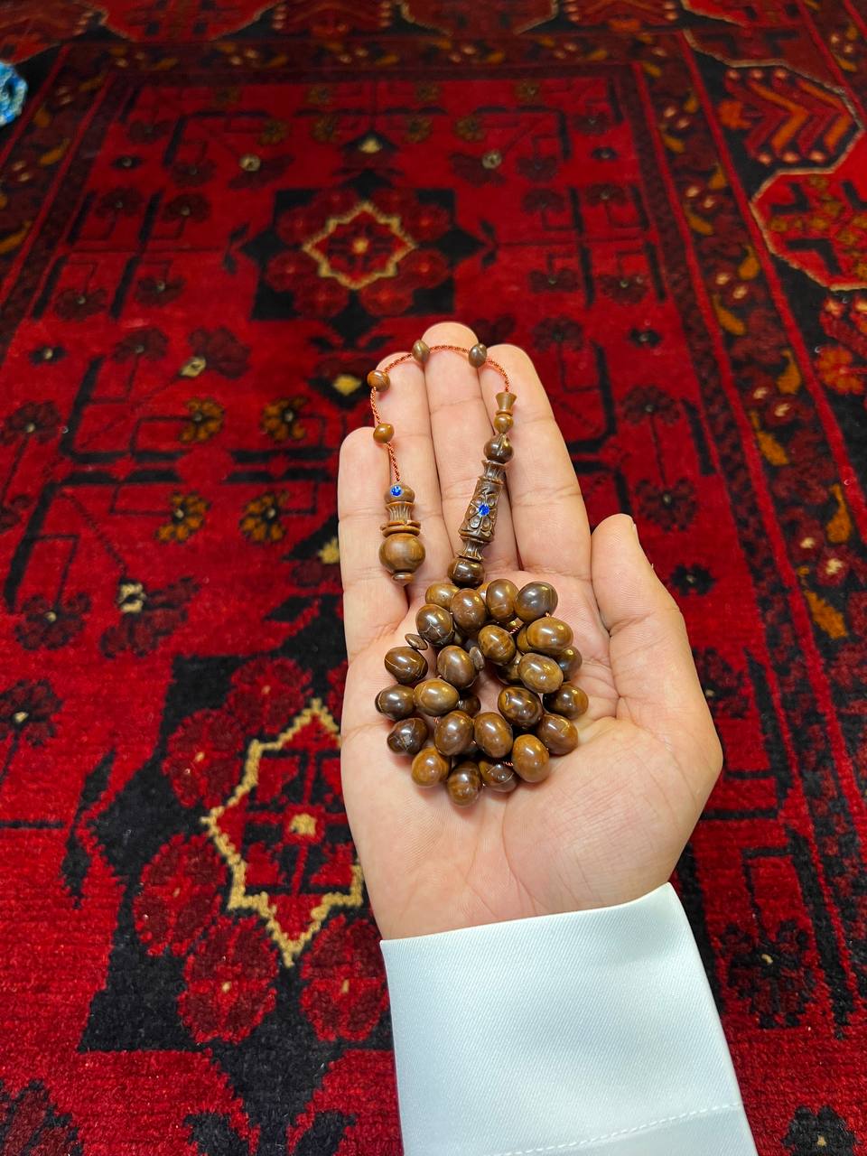 مسباح كوك طبيعي فاخر بخامة أصلية ومقاس 10×12 ملم عدد 33 خرزة