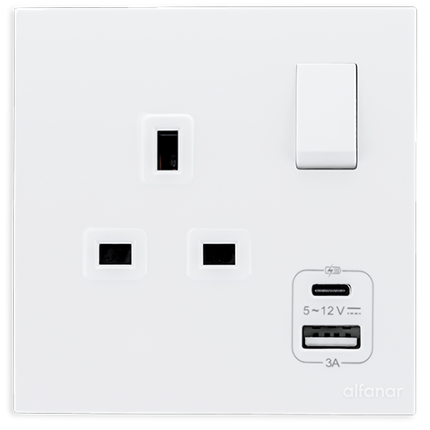 فيش 13 امبير USB A+C مع مفتاح ماسة - الفنار
