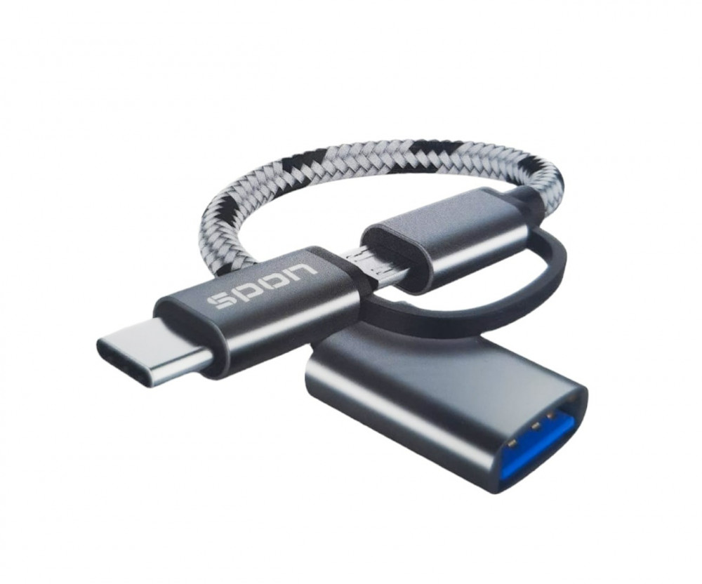 قارئ فلاشة USB لاجهزة الاندرويد من SPONوصلة اوتيجي من usb الى مايكرو + تايب سي 
