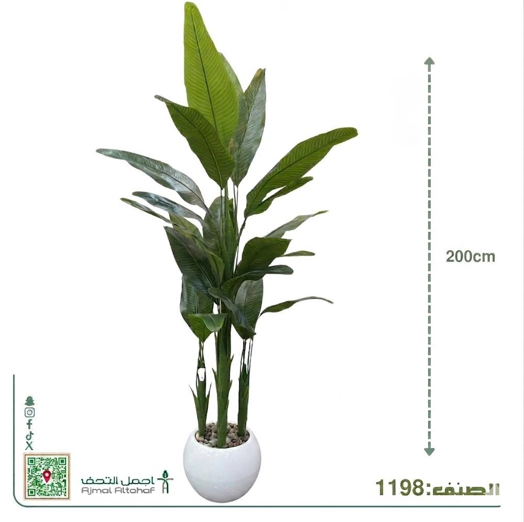  1198شجرة ورق موز صناعية فاخرة بأرتفاع200سم 