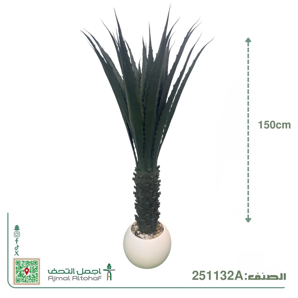  251132Aشجر صبار  اصطناعي بمركن بلاستك دائري ارتفاع150سم 