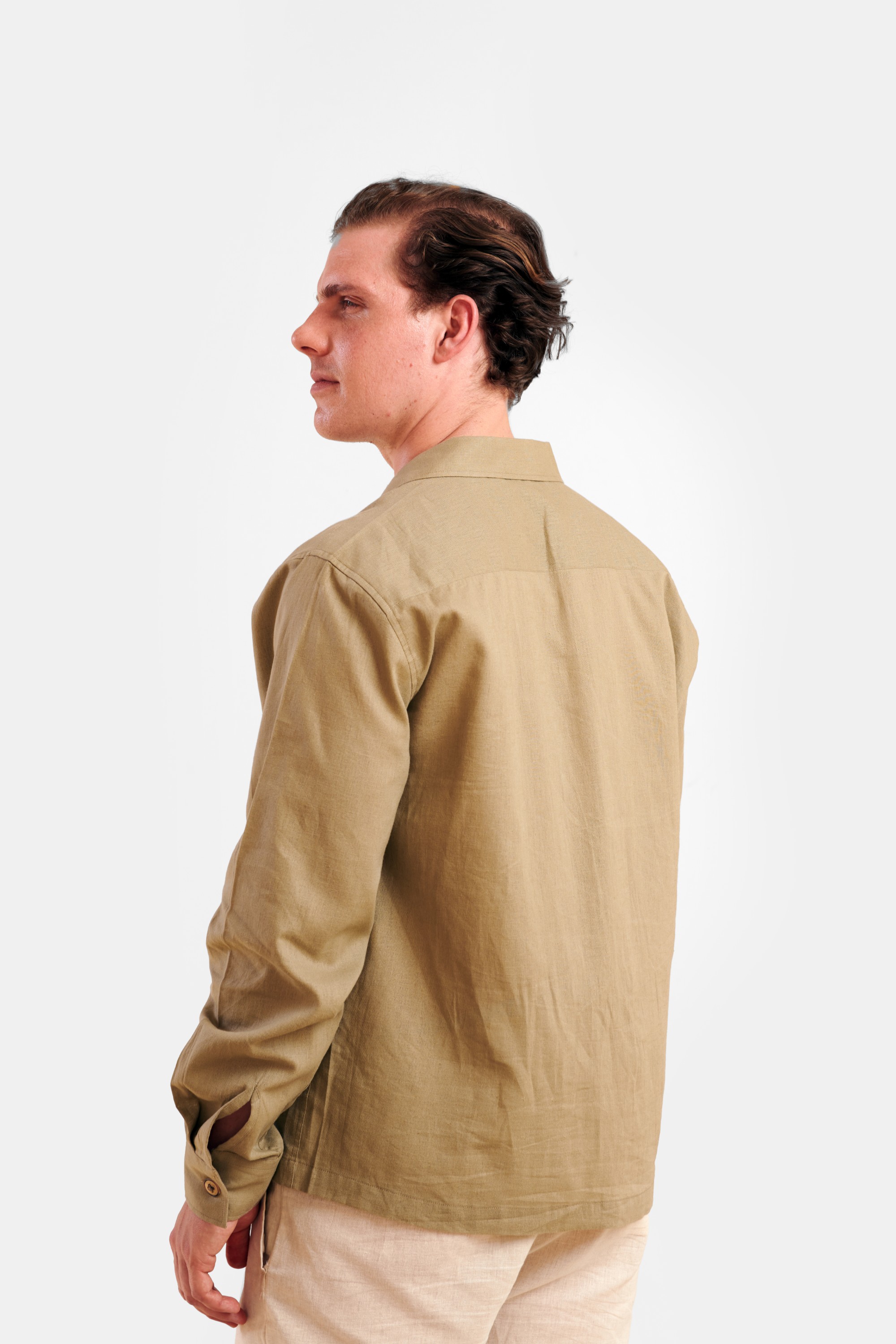 French Beige Linen Overshirt — 6