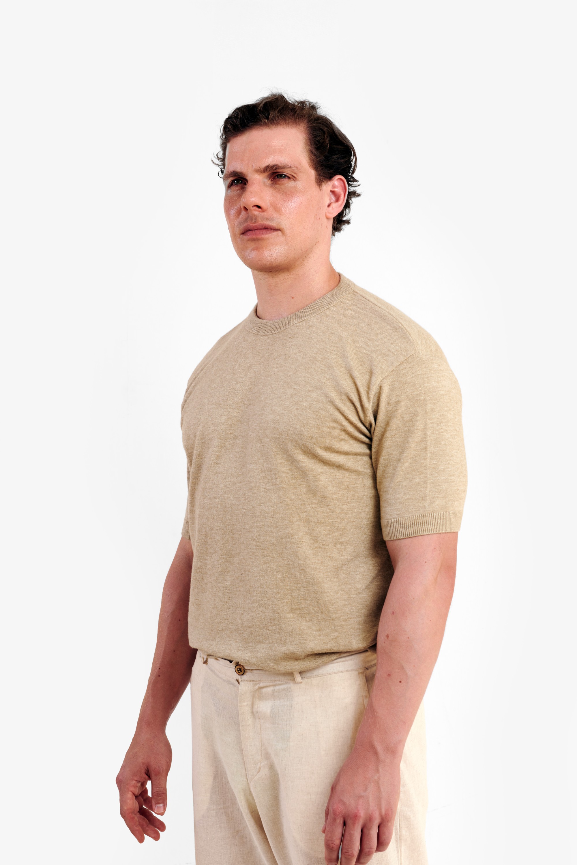 Beige Knitted Round-Neck — 5