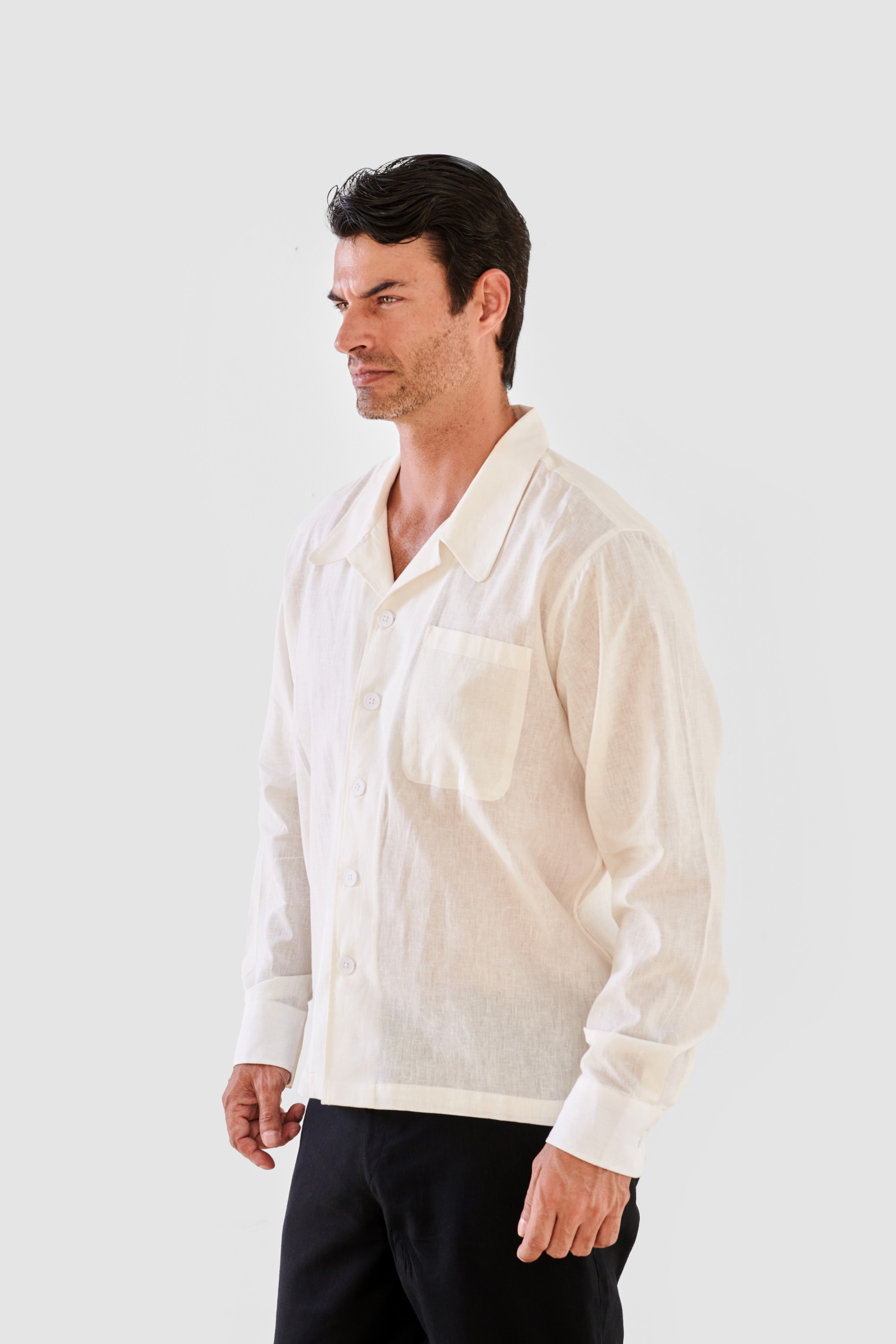 White Linen Overtshirt — 5