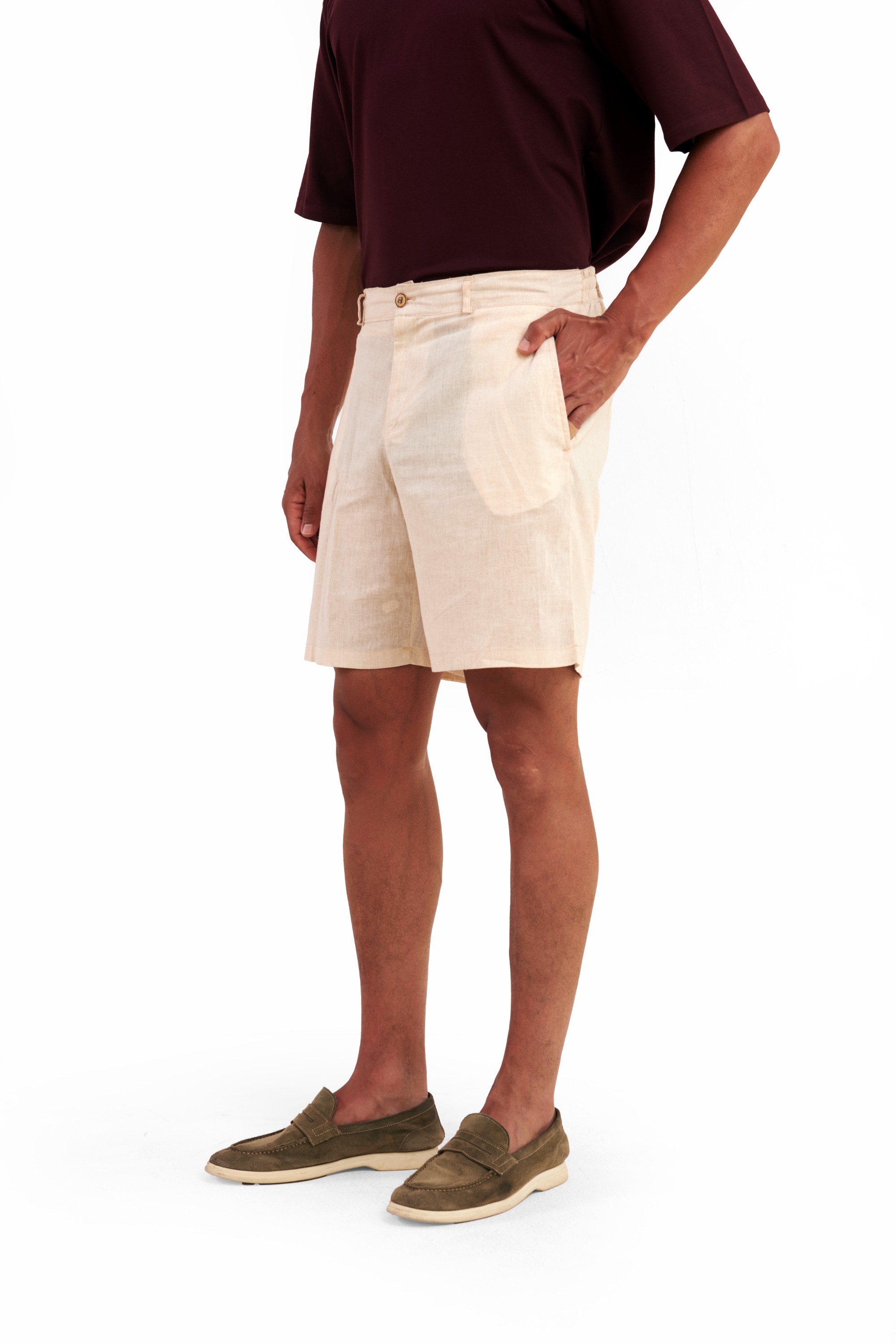 Beige Linen Shorts — 4