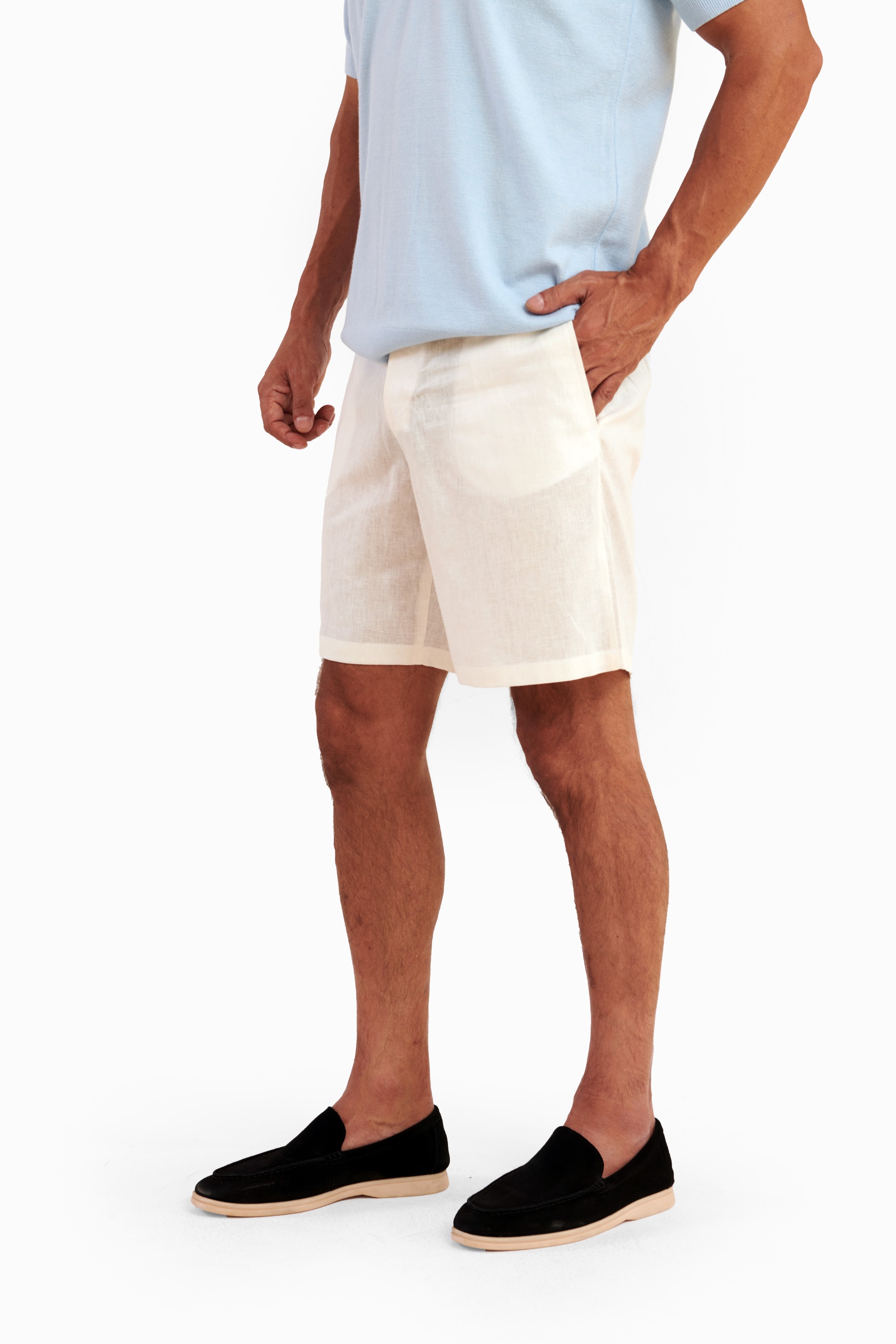 White Linen Shorts — 4