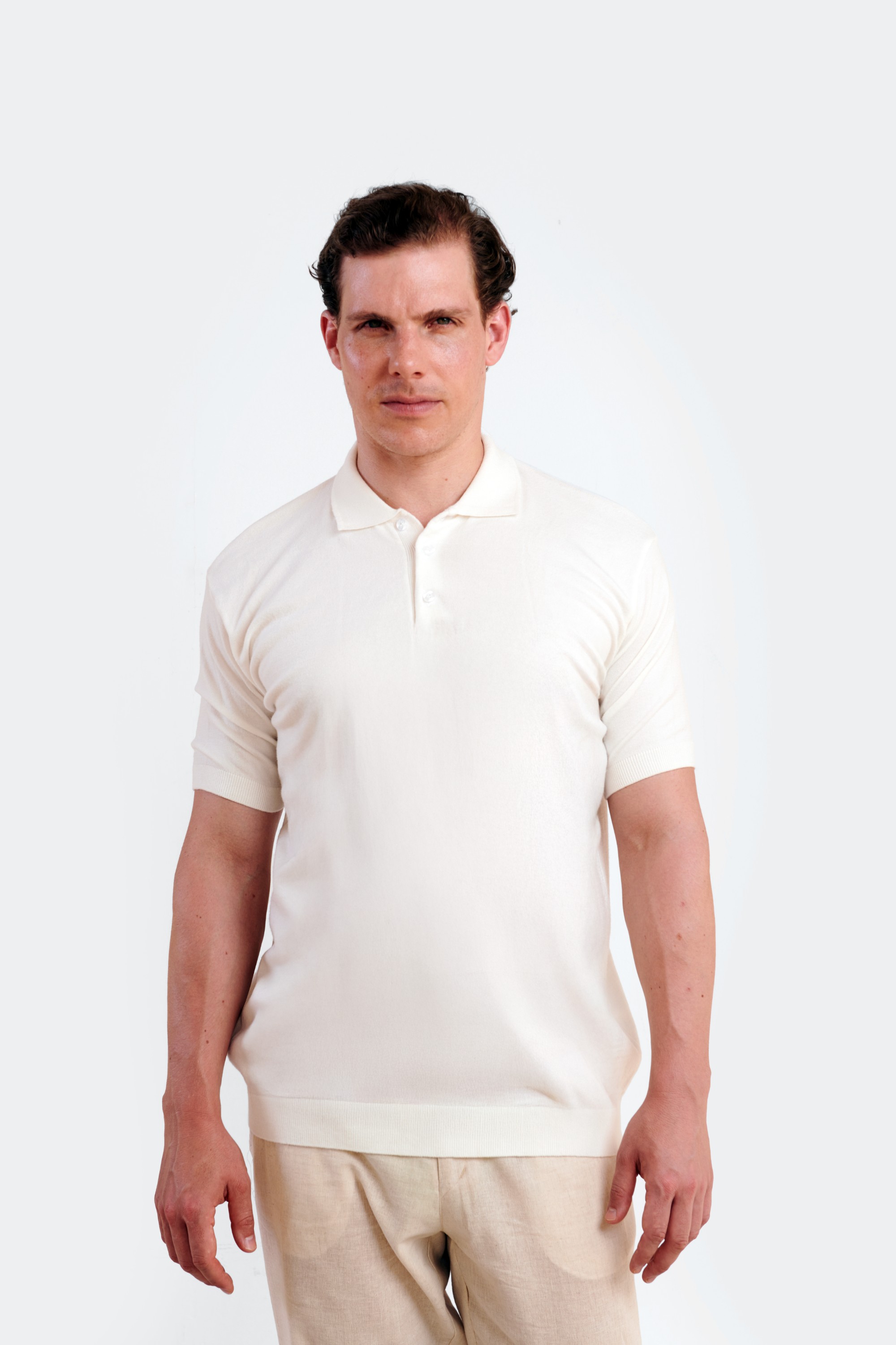 White Knitted Polo  — 4