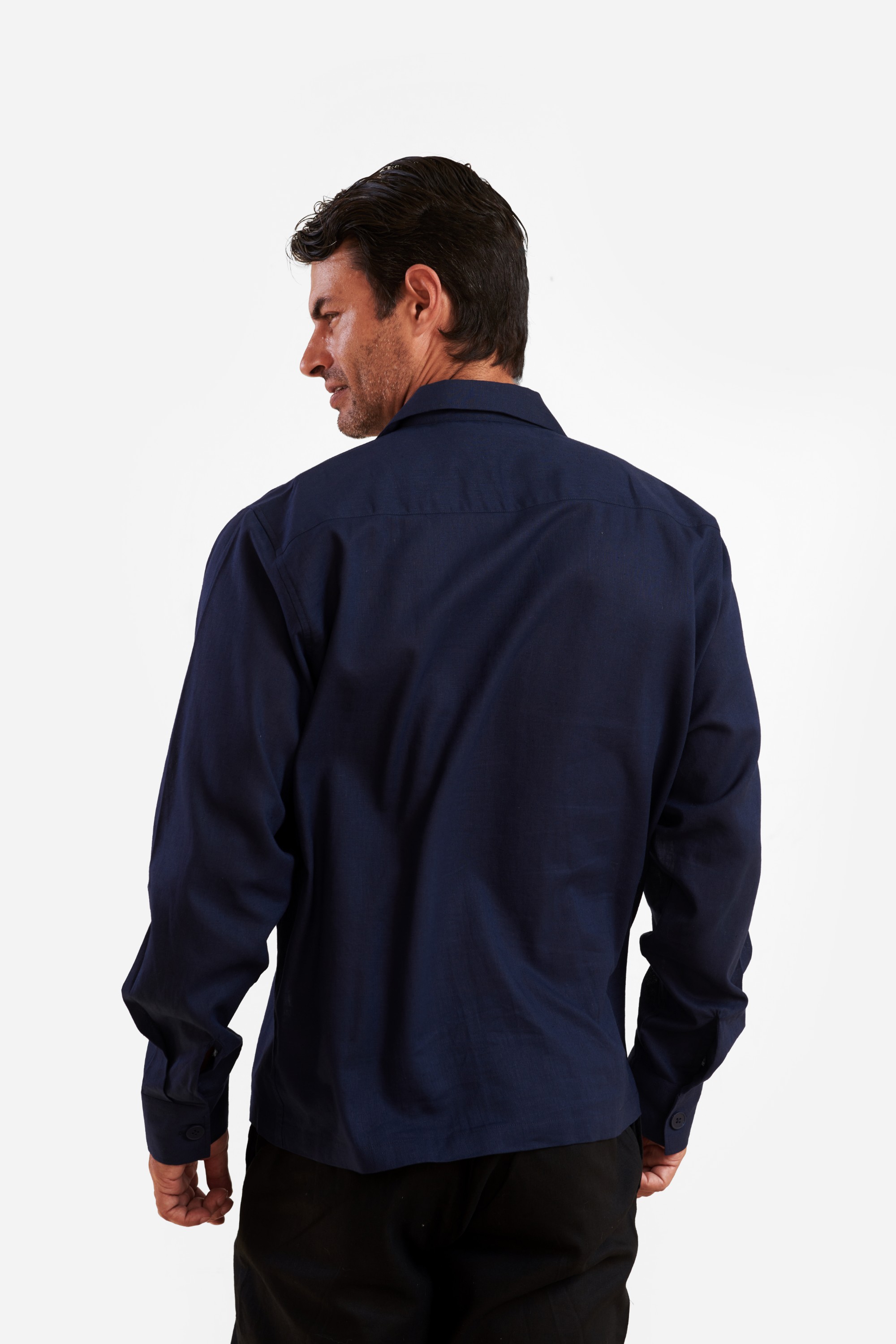 Navy Blue Linen Overtshirt — 6