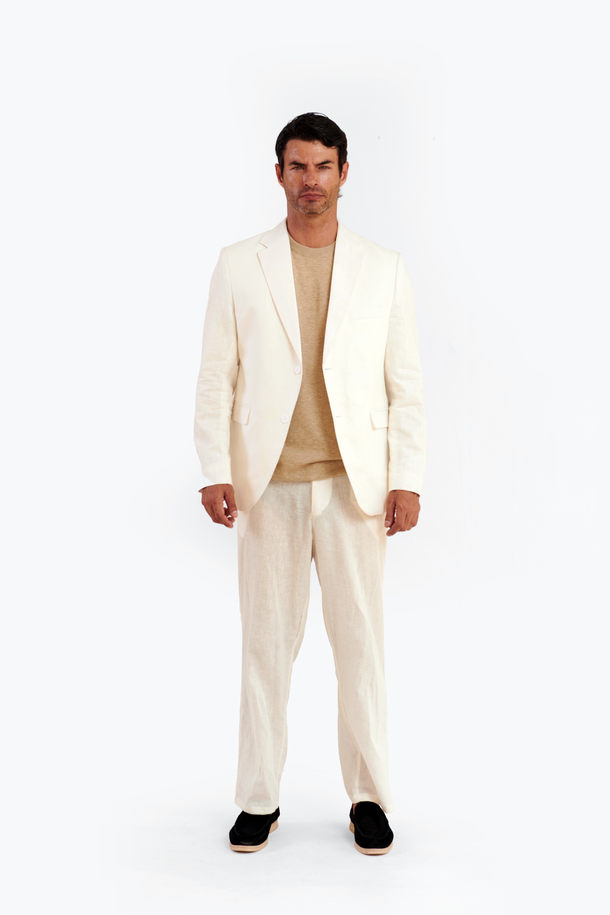 White Linen Blazer — 3