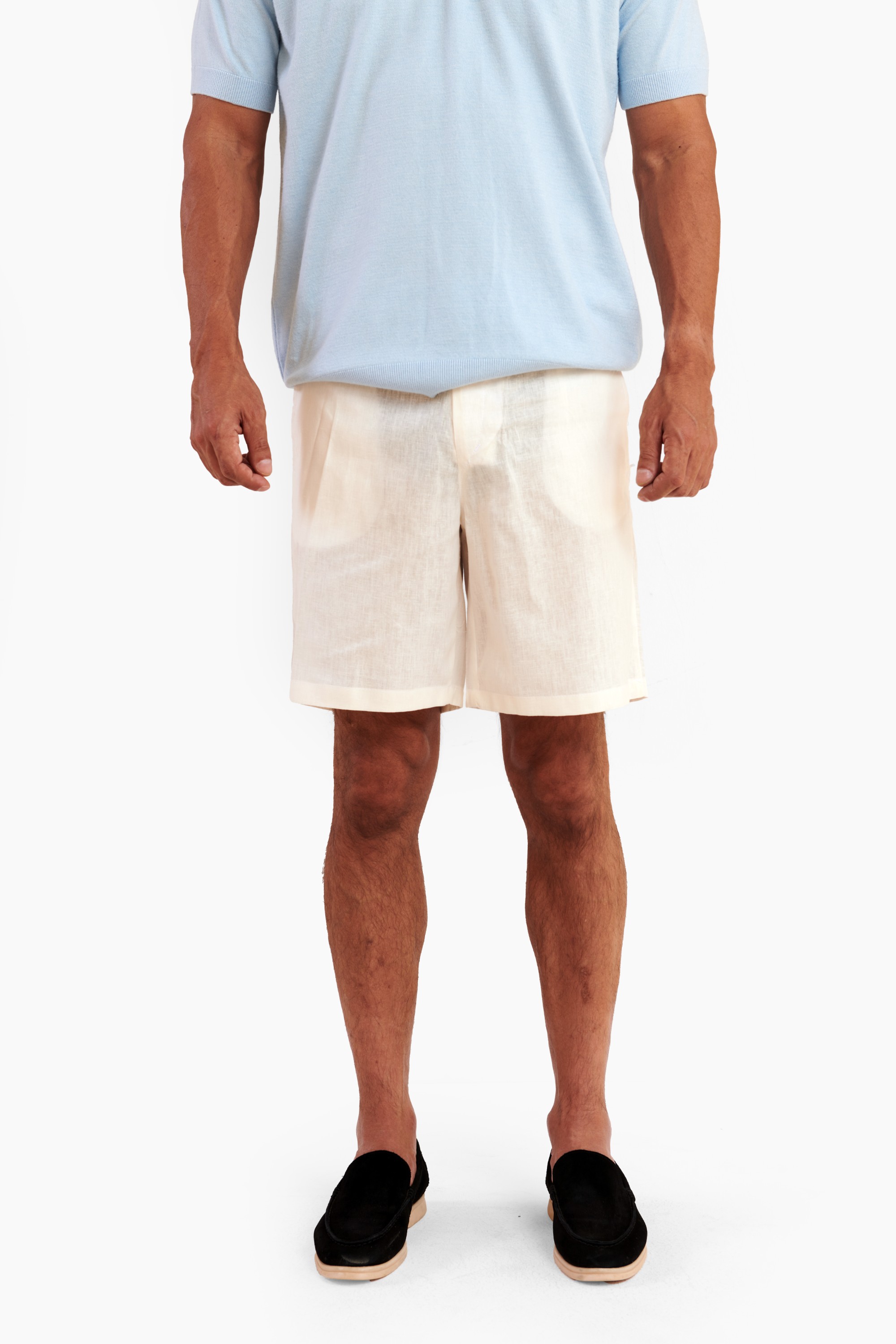 White Linen Shorts — 3