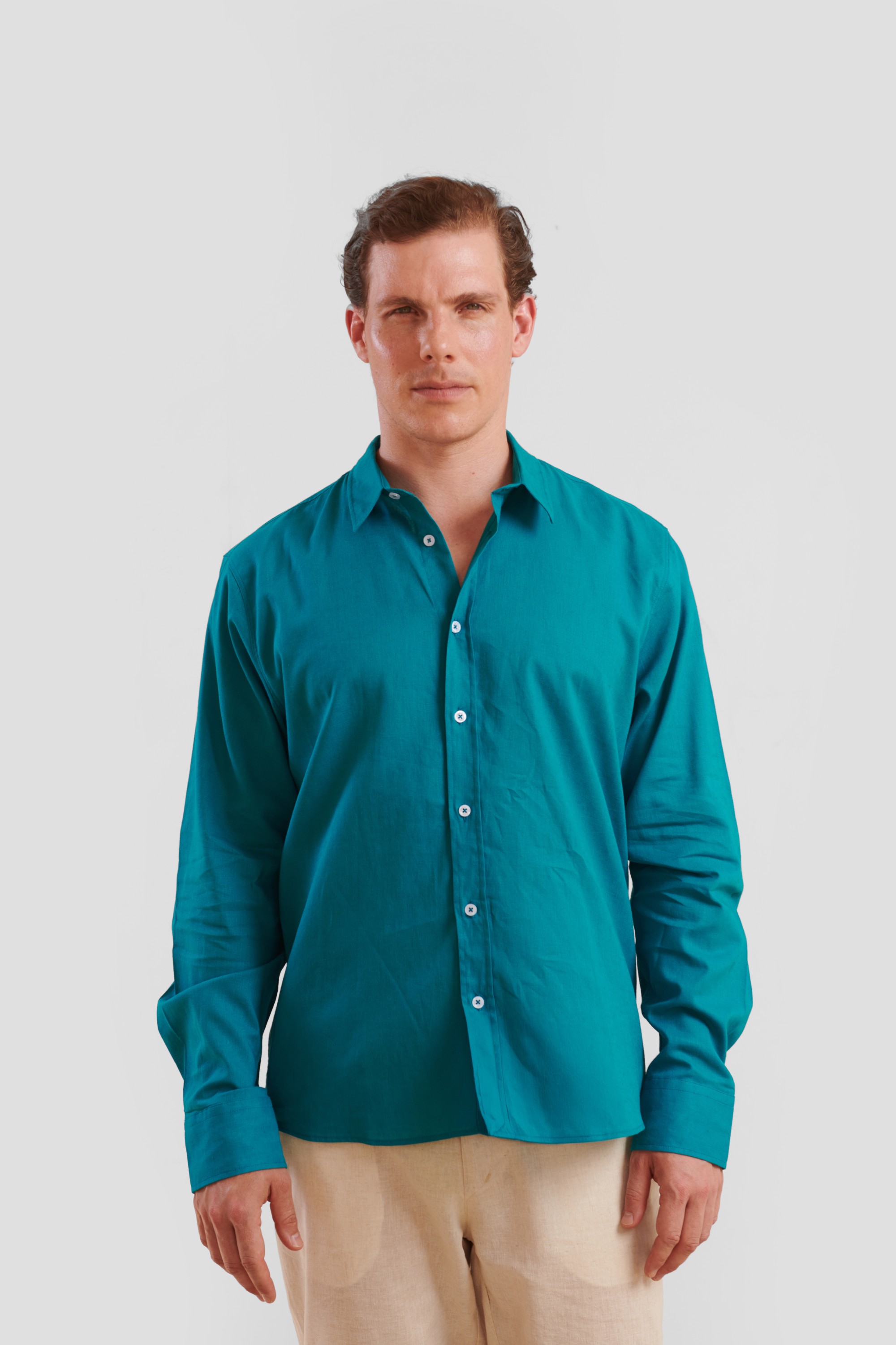 Teal Linen Shirt — 4