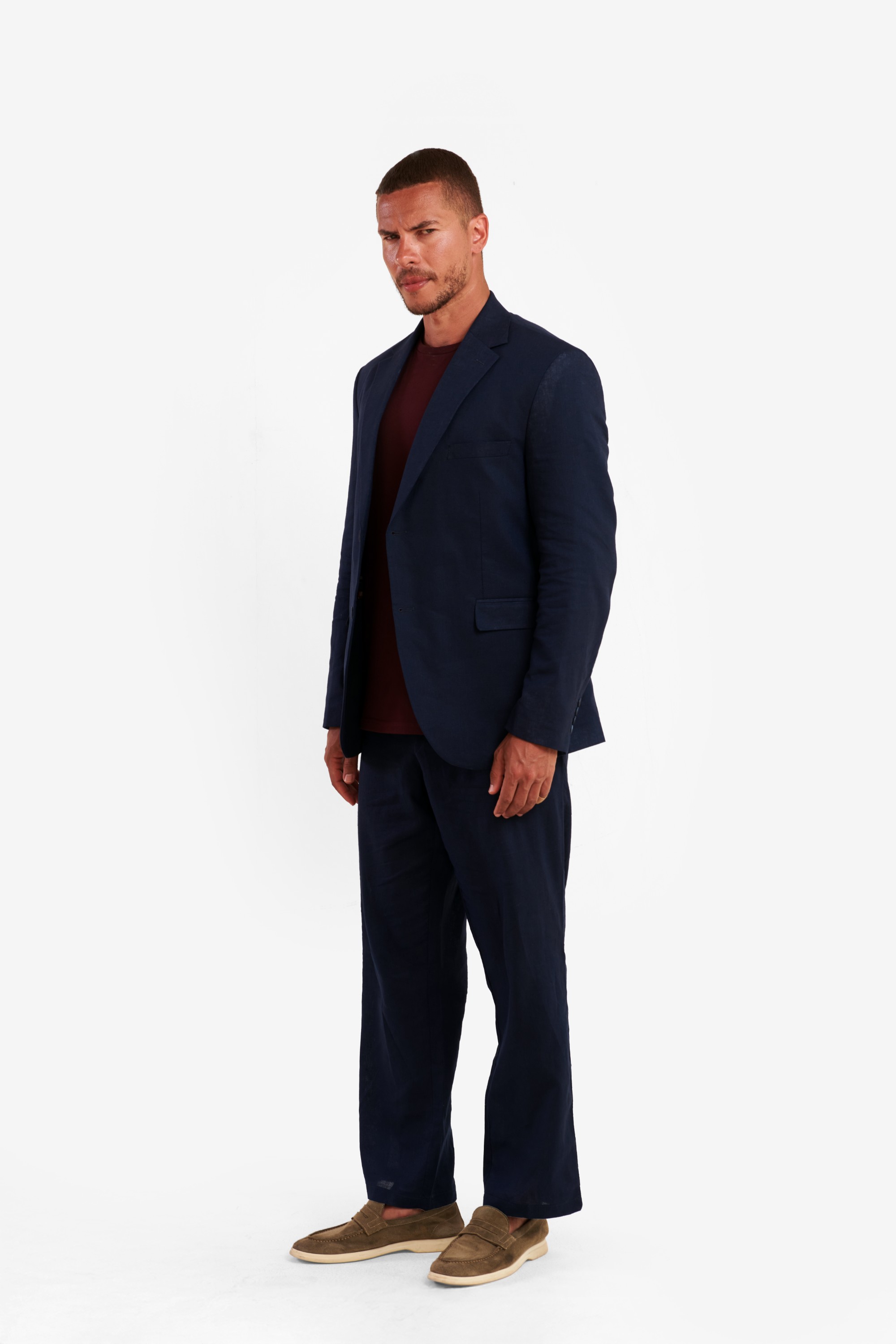 Navy Blue Linen Blazer — 4