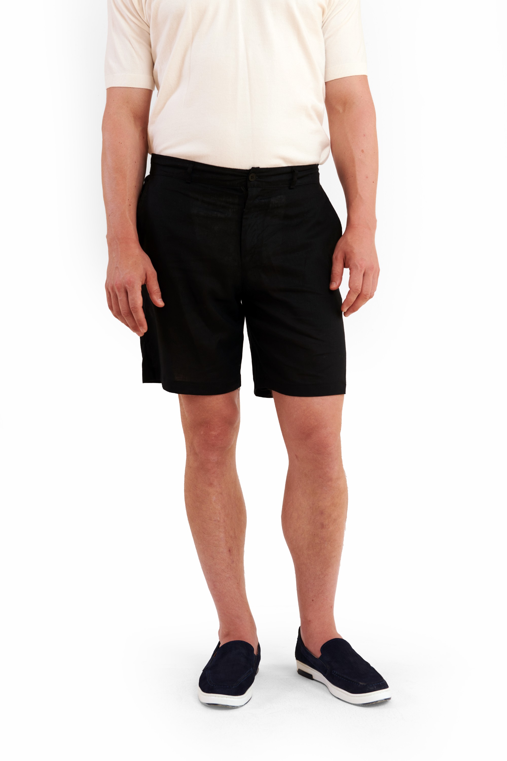 Black Linen Shorts — 3