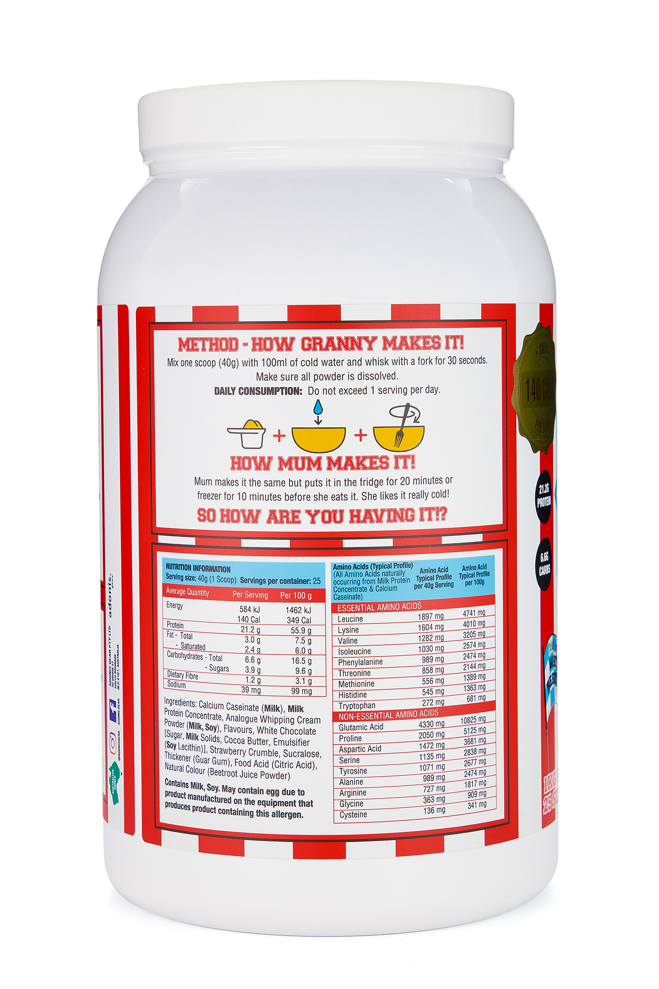 بروتين كوكي دو - شوكلاته بيضاء وتوت - White Choc Berry 1KG