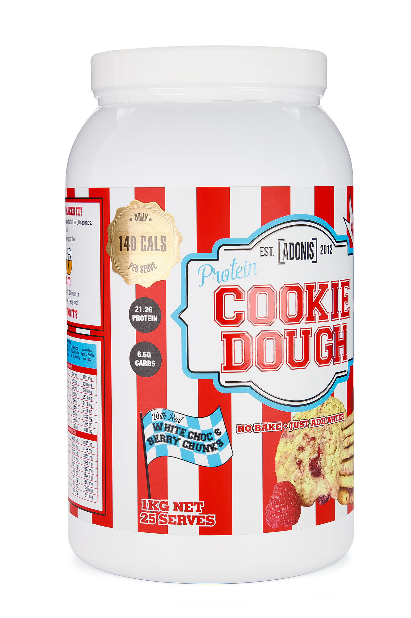 بروتين كوكي دو - شوكلاته بيضاء وتوت - White Choc Berry 1KG