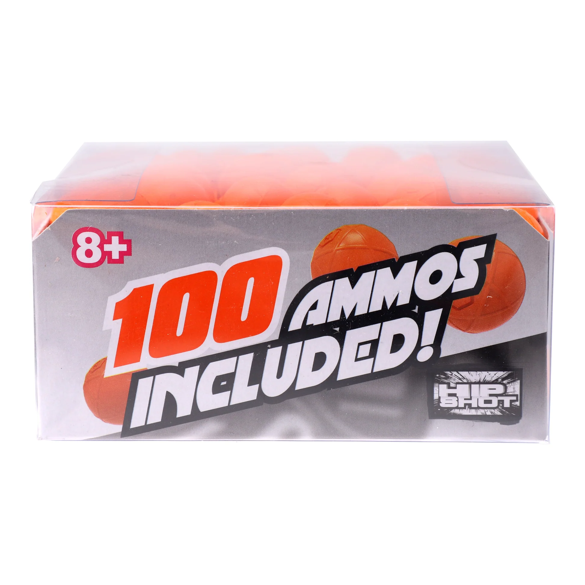 Box containing 100 orange balls