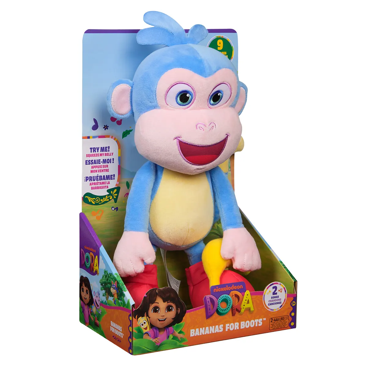 A cute blue monkey playing with toys