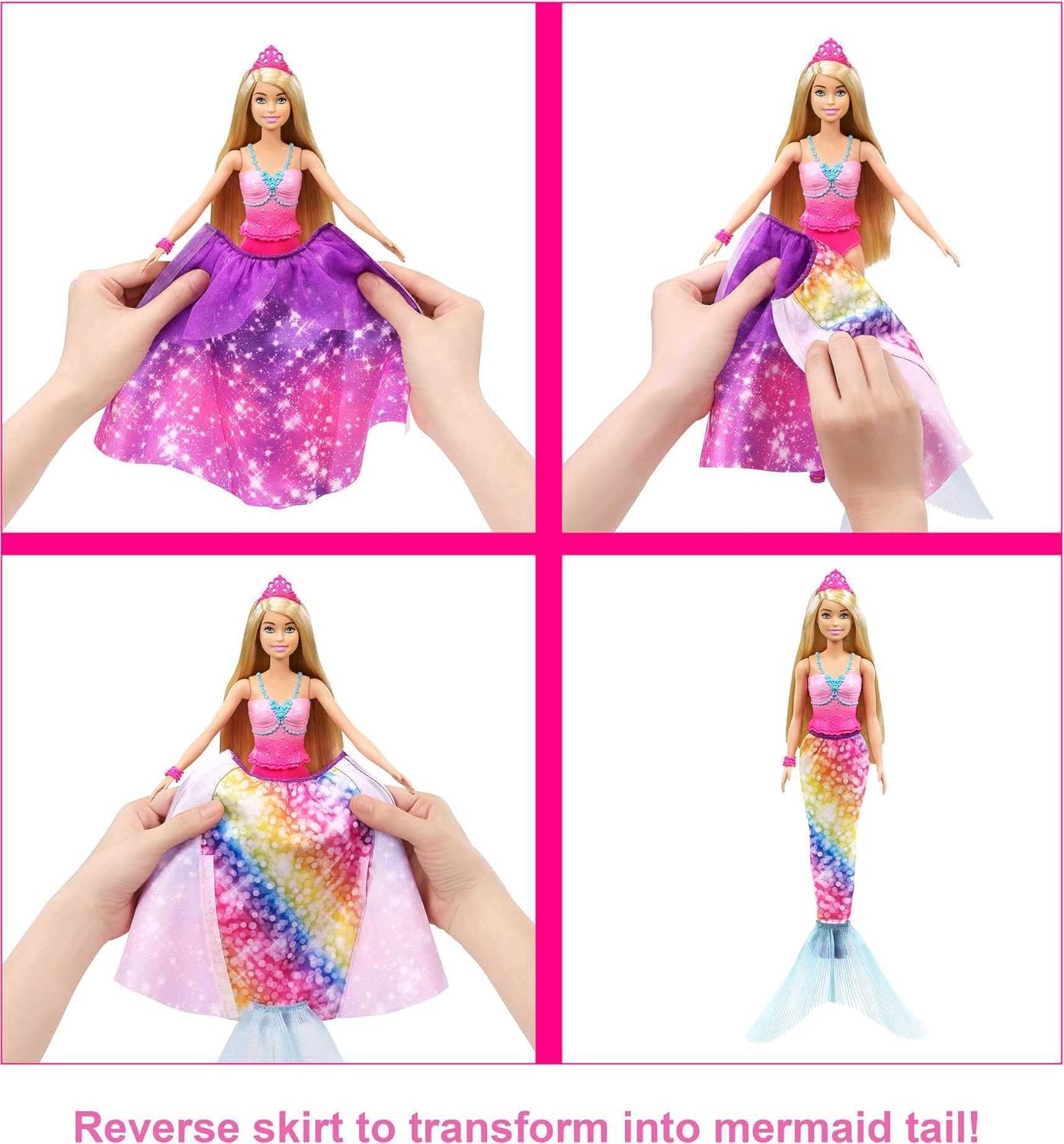 Barbie doll in sparkly, colorful dress