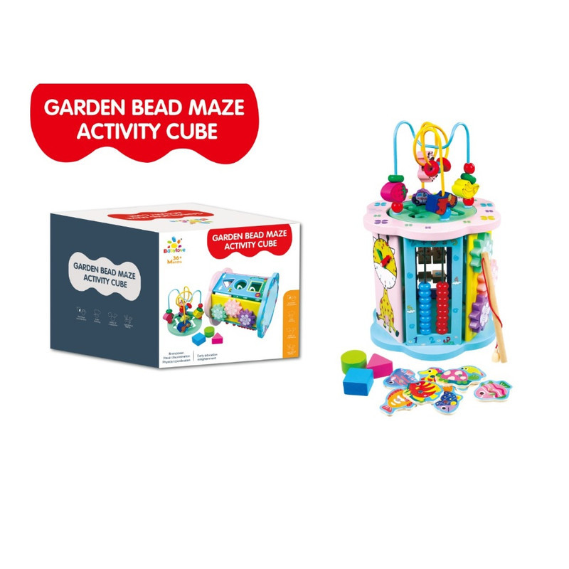 Garden bead maze activity cube